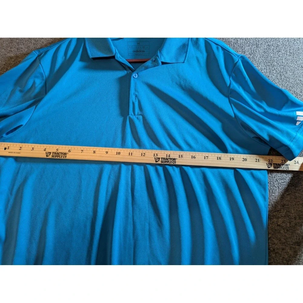 Adidas Polo Shirt Mens Medium Blue Core Golf Performance Short Sleeve